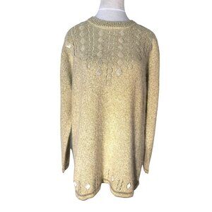 Vintage Sky High Angora Wool Nylon Blend Long Sleeve Embroidered Sweater Size M